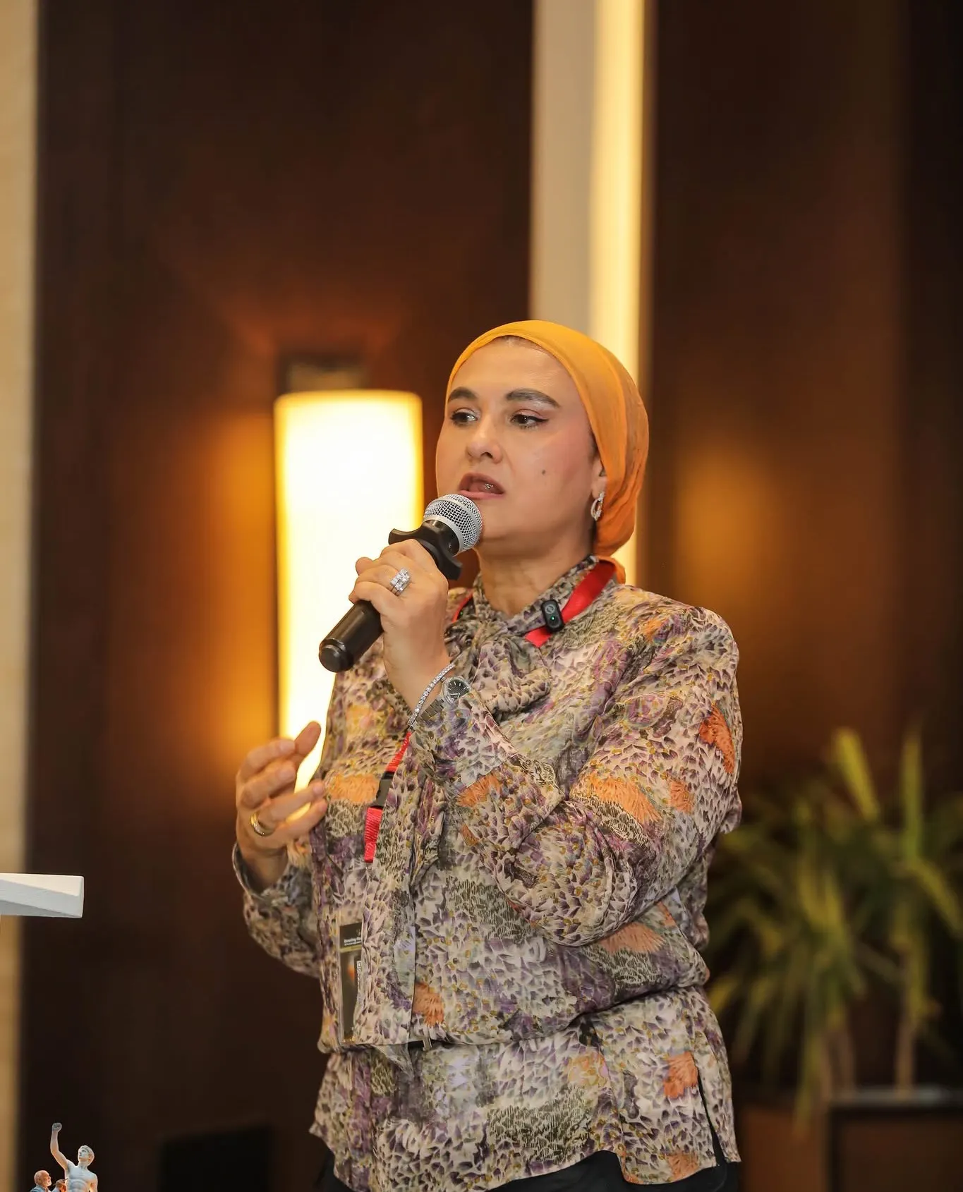 Dr. Heba speaking at a medical conference